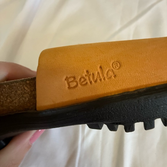 Betula by Birkenstock Reggae Beige Brown Slide Leather Sandals 38 - Picture 6 of 6